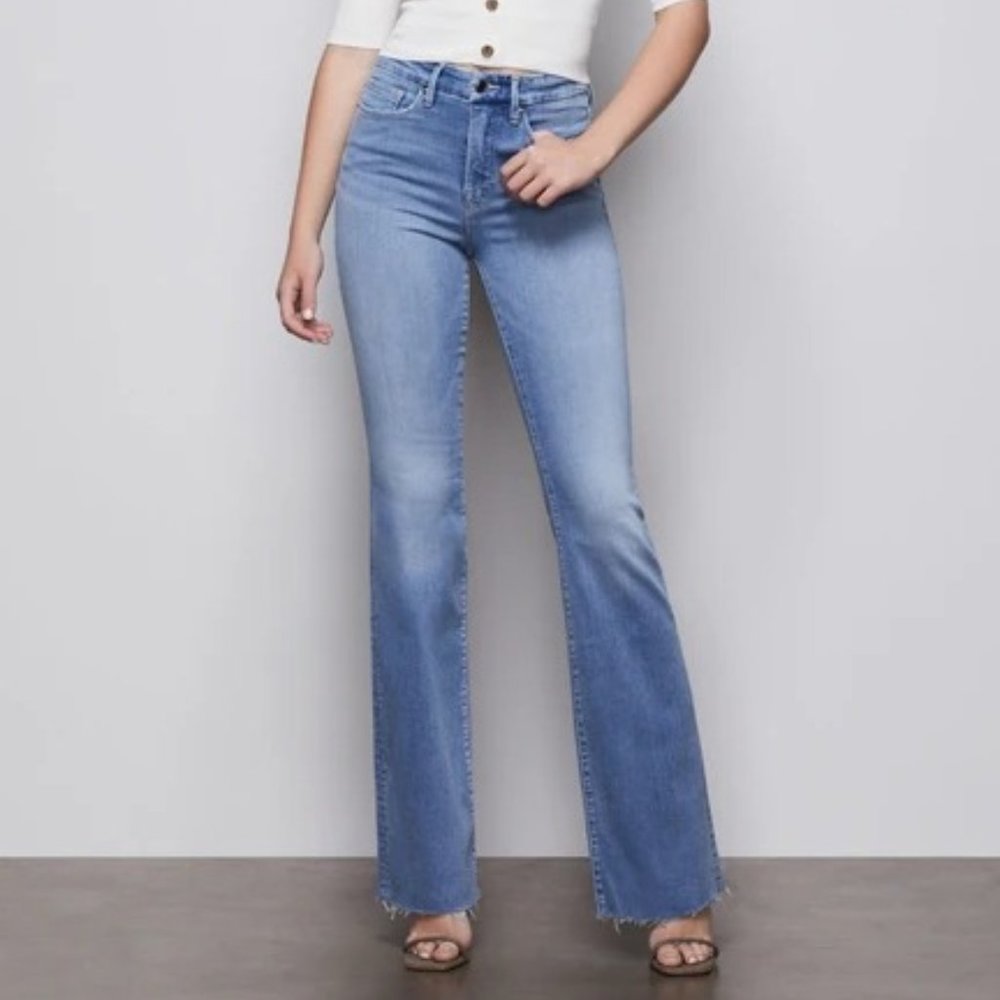 Brand New Good American Good Flare Light Blue Jean